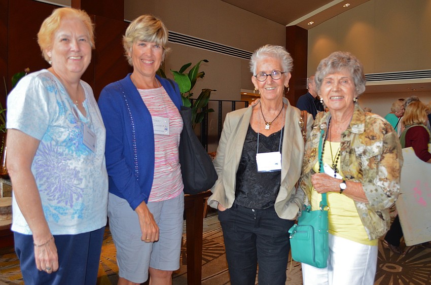 Jean Metzenthin, Terri Gonzalez, Barb H. Little and Ardith Gourlay represent the out-of-towners who came from New Port Richey, Tarpon Springs, Holiday and Hudson to meet at this yearâ€™s conference.