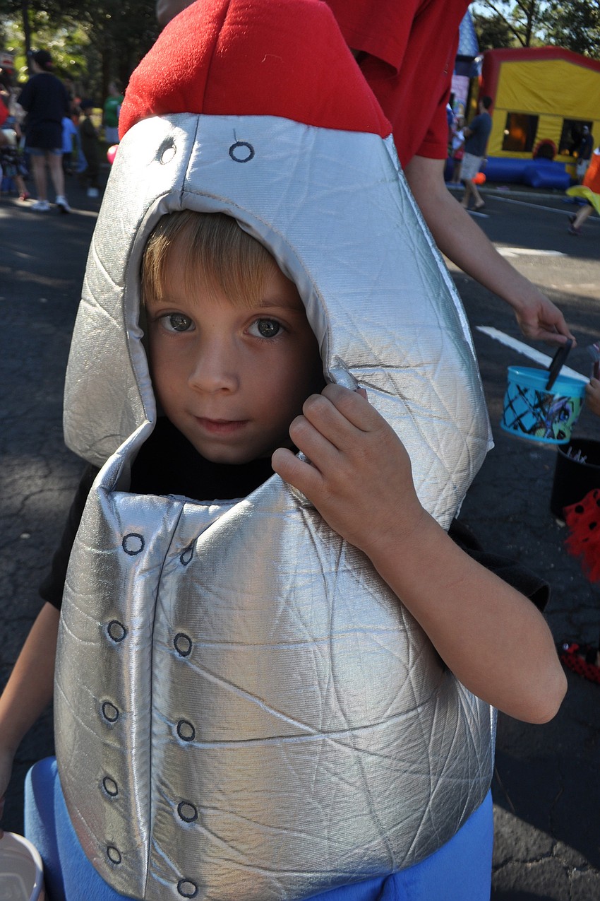 Jacob Gingerich, 4, came as a space shuttle.