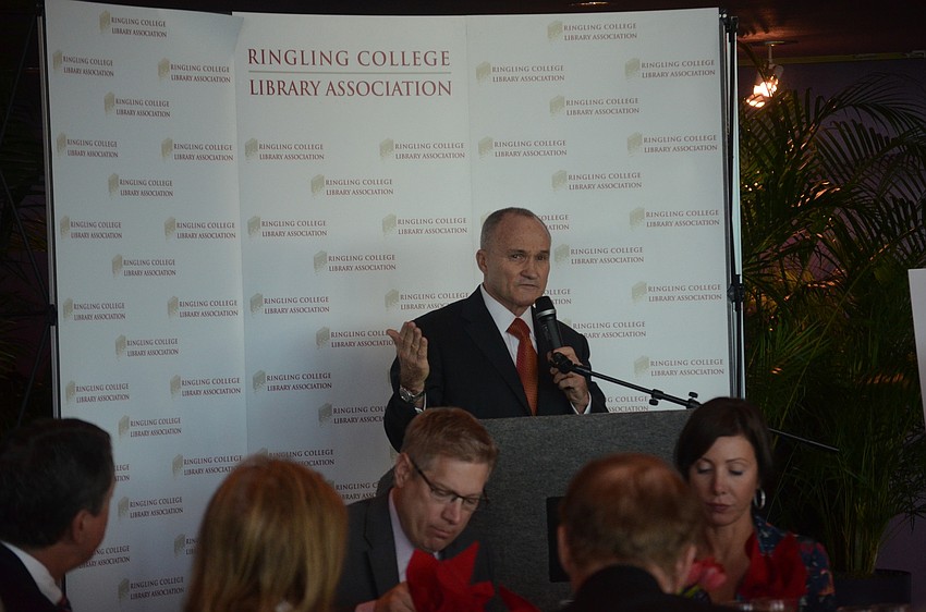 Former Police Commissioner Raymond Kelly speaks to luncheon guests.