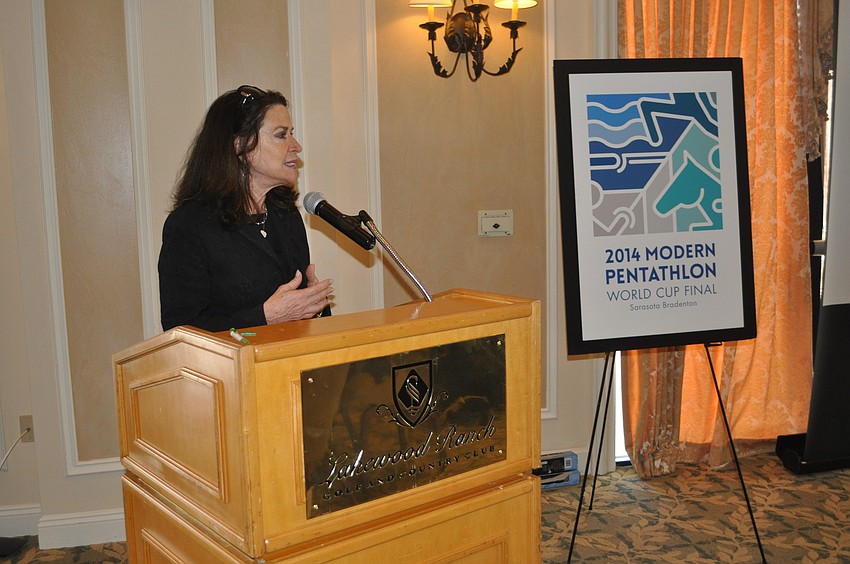 Special guest Katherine Harris, a former congresswoman and Secretary of State, talked about the economic impact of the four pentathlon events that Sarasota-Bradenton will host over the next three years.