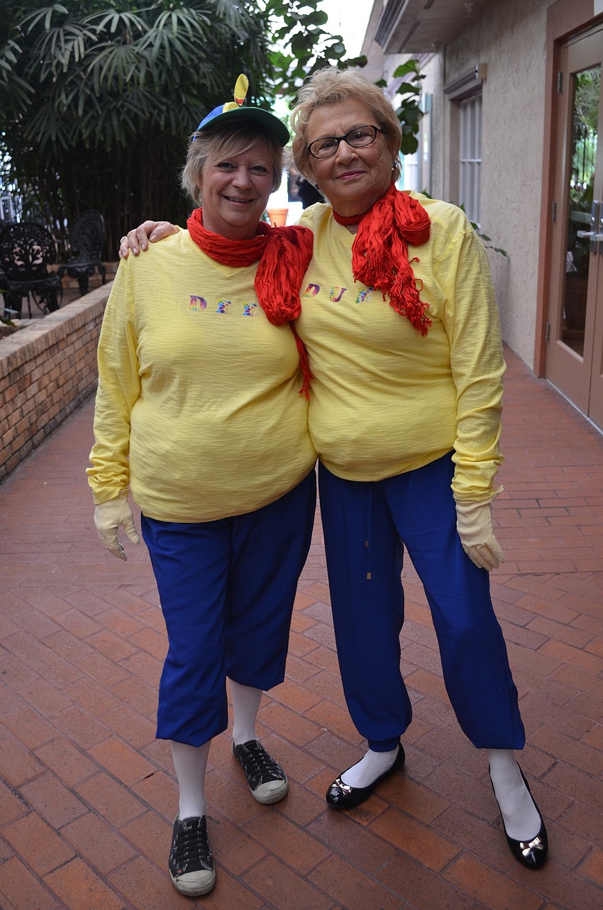 Susan McCool and Nancy Sartori as Tweedle Dee and Tweedle Dum.