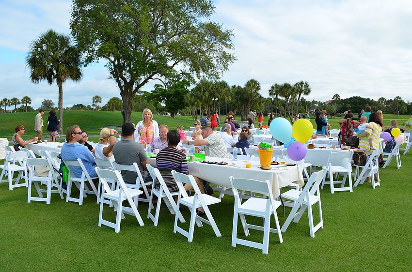 Adults enjoyed brunch and beverages while children played.