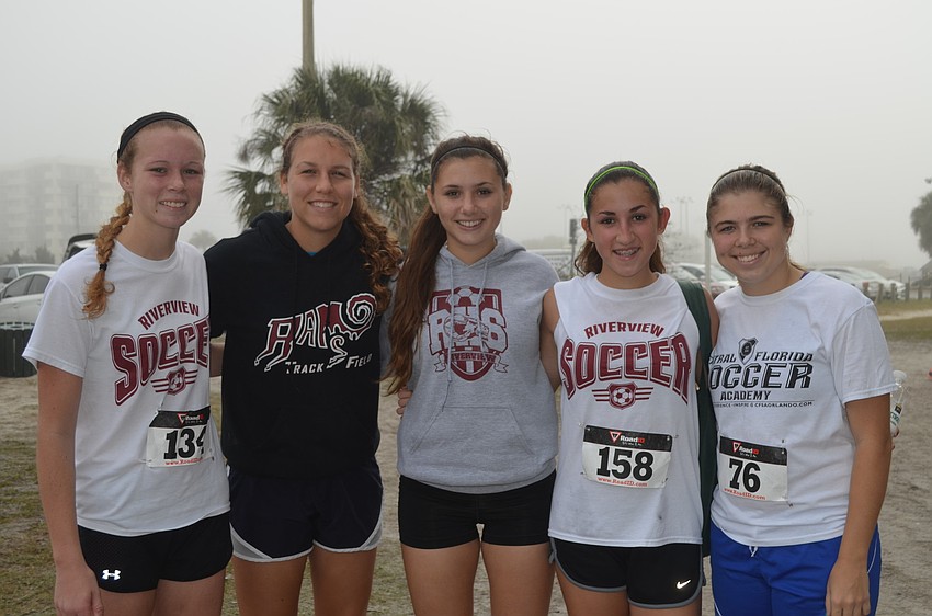 Leah West, Ali Gollnick, Danielle Allen, Abby Donnelly and Katy Mixon from Riverview High School's soccer team.