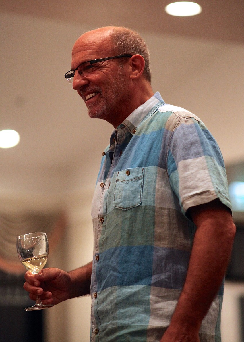 Richard Perlman casually walks down the runway in Tommy Bahama.