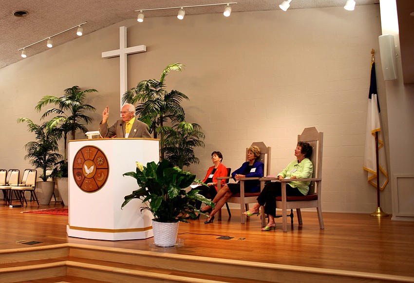 Dr. Jack Barnes thanks the crowd and speaks of his supportive community.