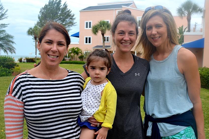 Jessica Amici and her daughter, Claire, with Jackie Hoover and Jen Olsen