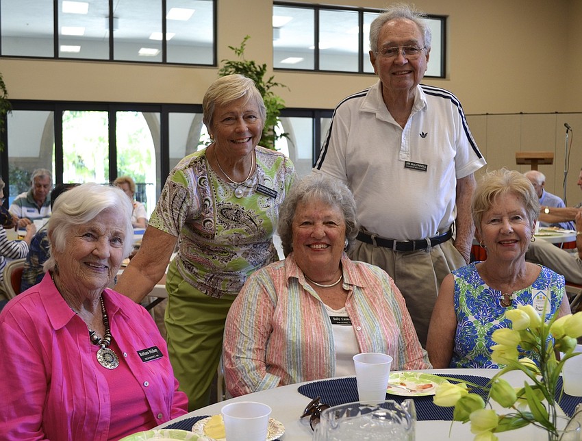 Sitting, Barbara Bishop, Sally Caswell and Sue Moore; Standing, Eleanor and Jim McConnell