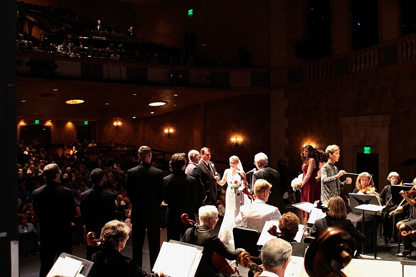 Wedding guests and attendees of the concert enjoyed watching the wedding of Joseph Sckowska and Emily Forbes.