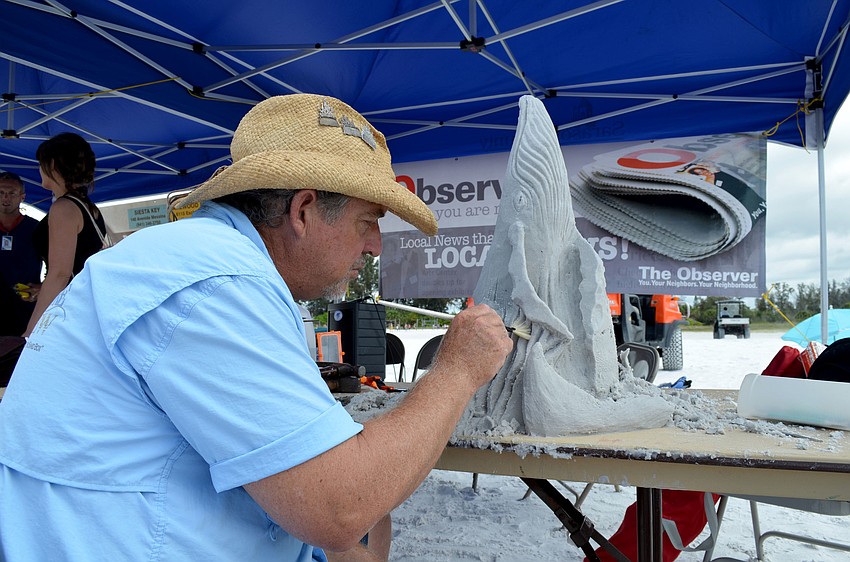Brian Wigelsworth demonstrates carving techniques.