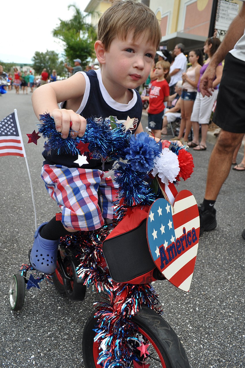 Brent Workman, 4, participated in the bicycle-decorating contest.