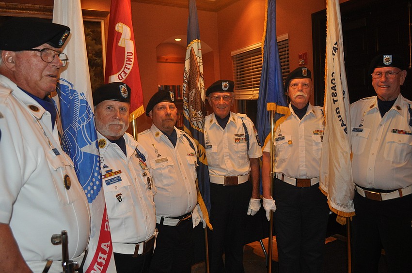 Cpt. Drew Thomas, Dick Alvarez, Kelly Keith, George Stault, John Weenstra and Roy Styers of the Kirby Stewart Post 24 American Legion Honor Guard