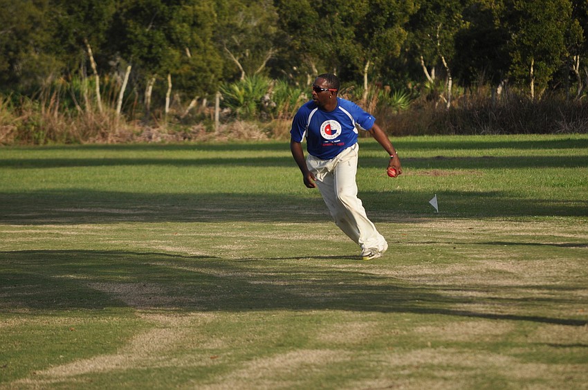 Jermaine Levine of Memorial Cricket Club cleanly fielded the ball.