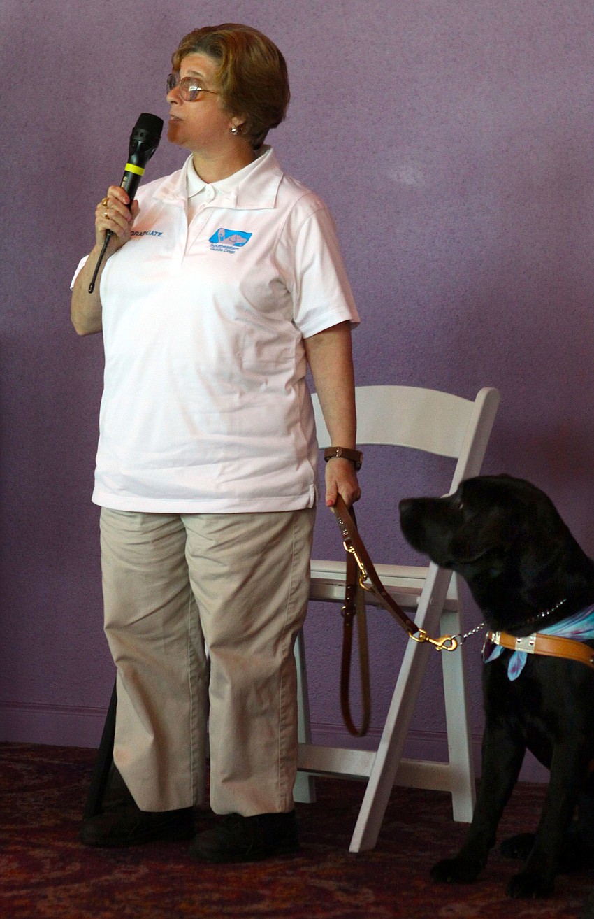 Susan Blake thanks everyone for all their help while working with her guide dog Didi.