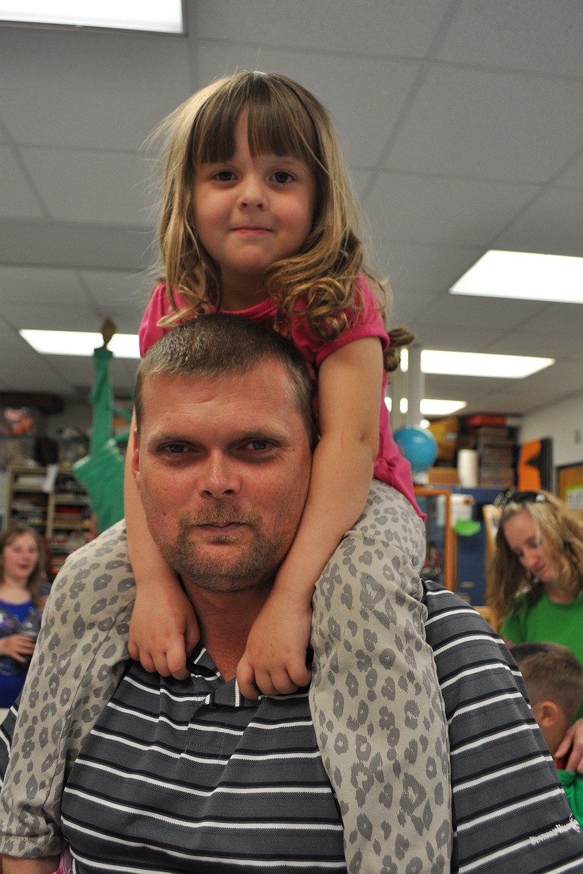 Lily Black got a ride from her dad, Jon.