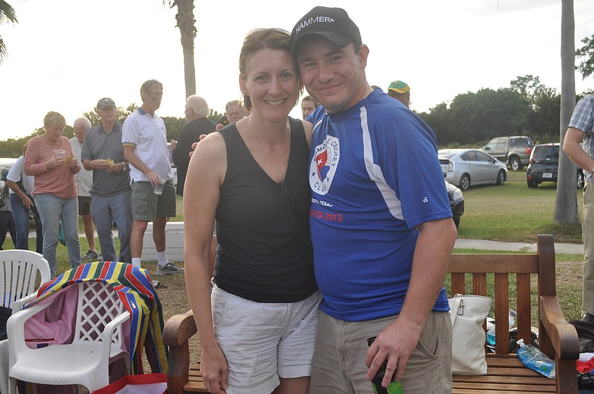 Margaret Banks and Philip Potter celebrated the Memorial Cricket Club win.