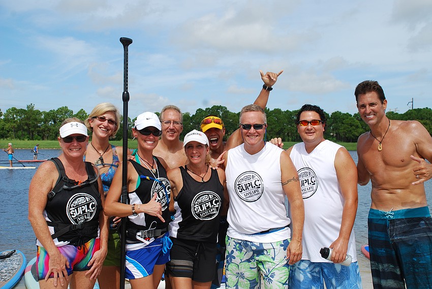 Ann Maddox, Juliet Cramer, Holly Jones, Dave Ritz, Sharon Dillenburg, Dennis D., Scott Crossland, Bob Basioe and Frank Dillenburg of Stand Up Paddle Life Co.
