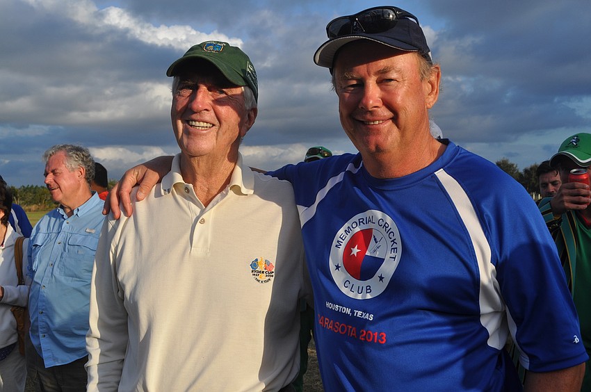 Laurence Parry, chairman of the Sarasota International Cricket Club, with Mike Greathead, the president of the Memorial Cricket Club