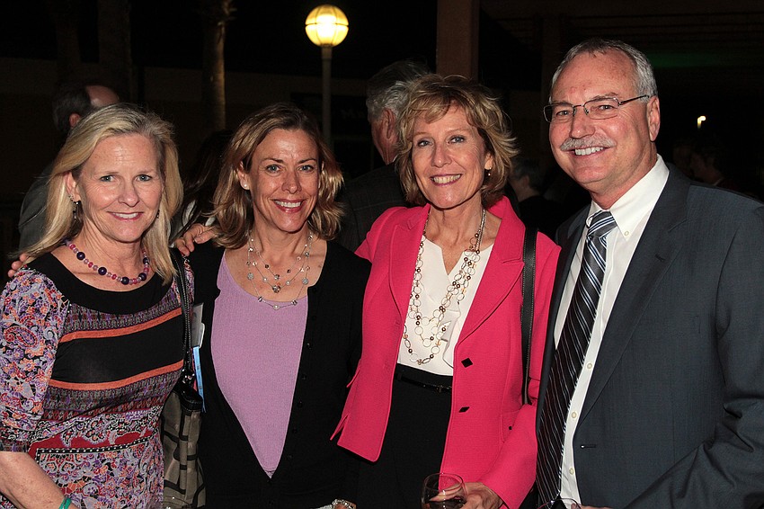 Katie Hayes; Ann Moore, SCF trustee and Realtor, Michael Saunders & Co.; SCF Venice Provost Darlene Wedler-Johnson; and Peter Hayes, president, Tandem Construction, at the SCF Foundation Inc.â€™s Evening Under the Stars Inauguration Concert.