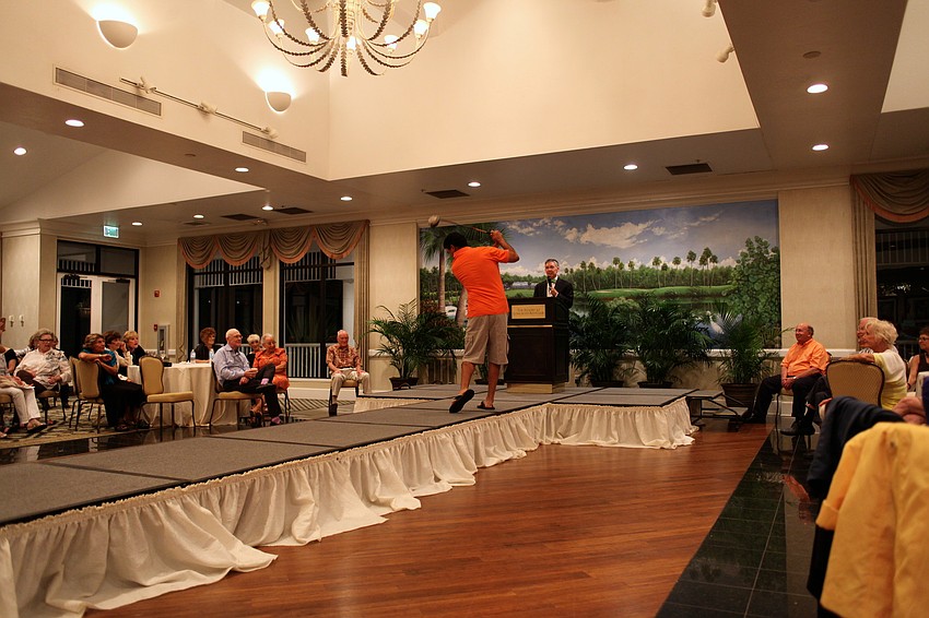 Ben Moussa practices his swing on the runway.