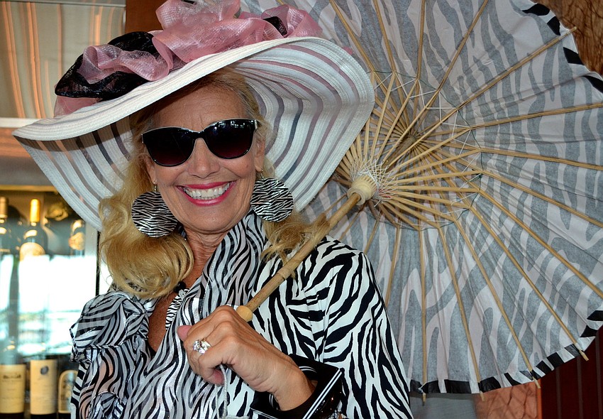 Kathleen Dodge wears an eye-catching ensemble.