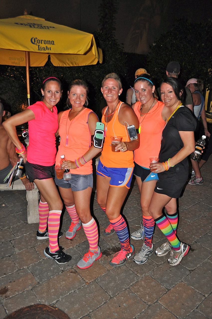Kim Ragan, Jenn Murphy, Jenna Johns, Ashley Goldstein and Susan Berry all wore fun colored knee-high socks
