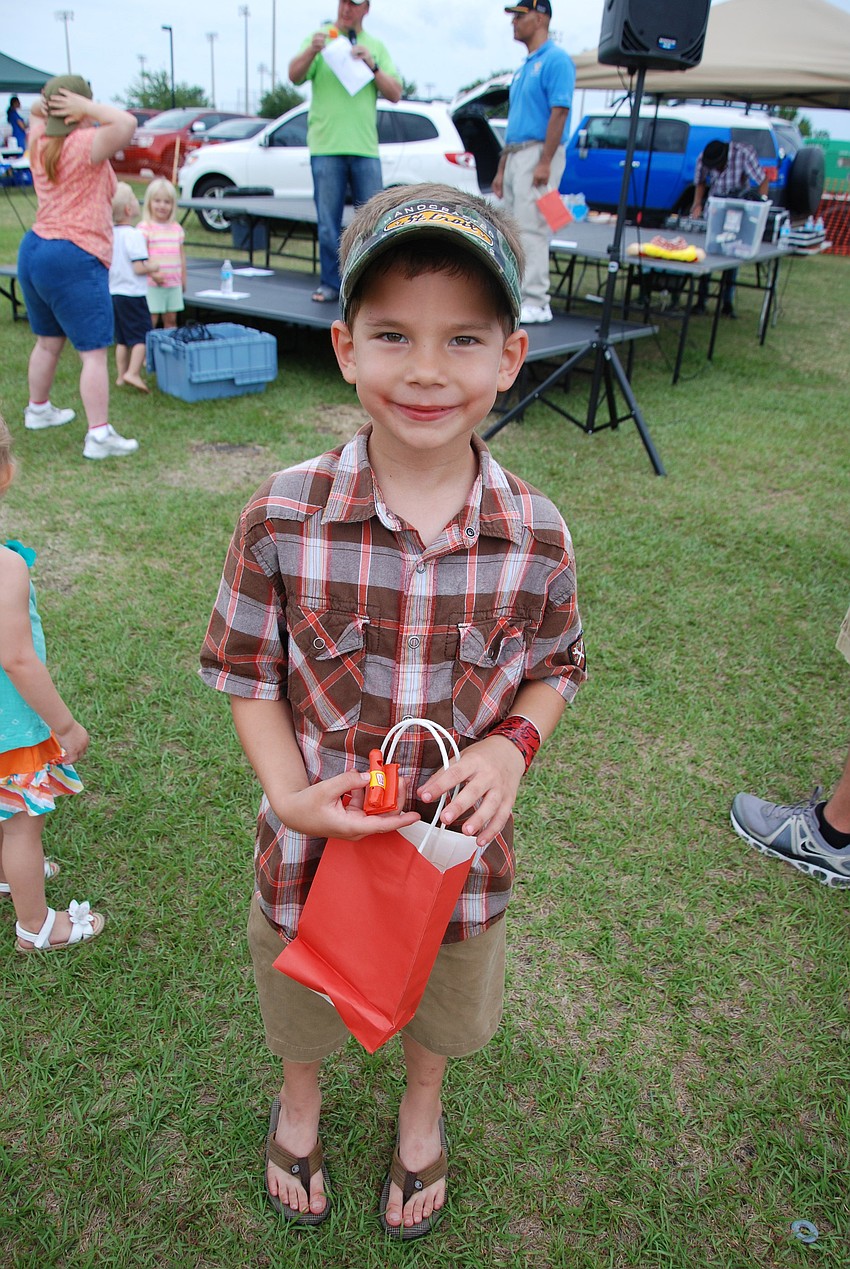 Mason King, 5, won third place in the Kids Hotdog Cook-Off, as well as an Oscar Mayer Weiner whistle from the â€™60s.