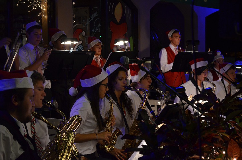 The Pine View High School Jazz Band, Barbershop Quartets, Key Board Players and choir performed holiday songs.