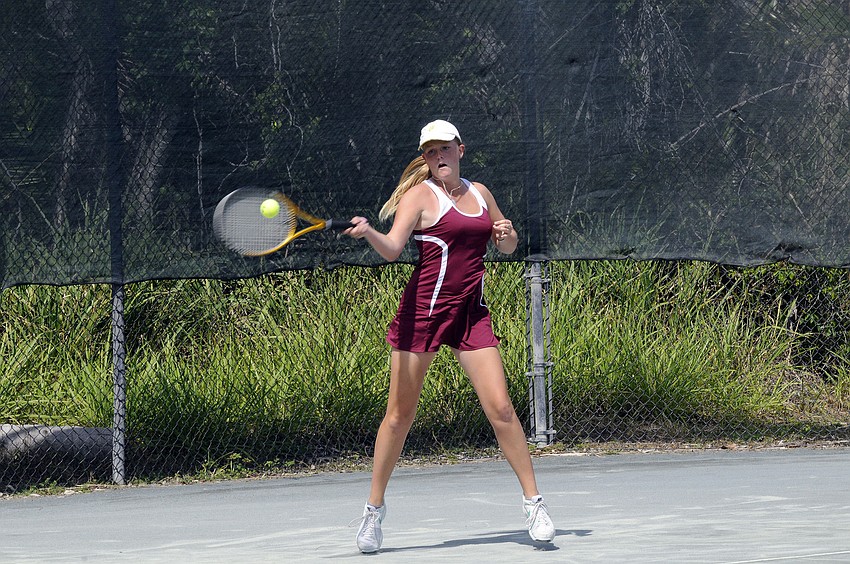 Riverview High sophomore Noelle Kough captured victories at No. 3 singles and No. 2 doubles to lead the Lady Rams to a 4-3 victory over Countryside April 9.