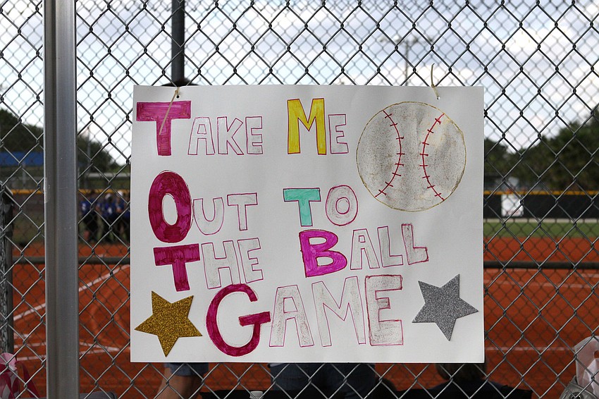 One of the many signs at the Riverview versus East Lake game, Tuesday, April 16, at Miss Sarasota Softball Complex.