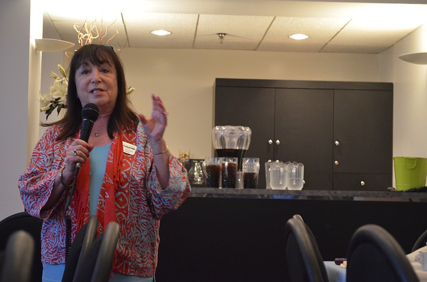 Asolo Donor Associate Carole Goeff thanks community members for coming.