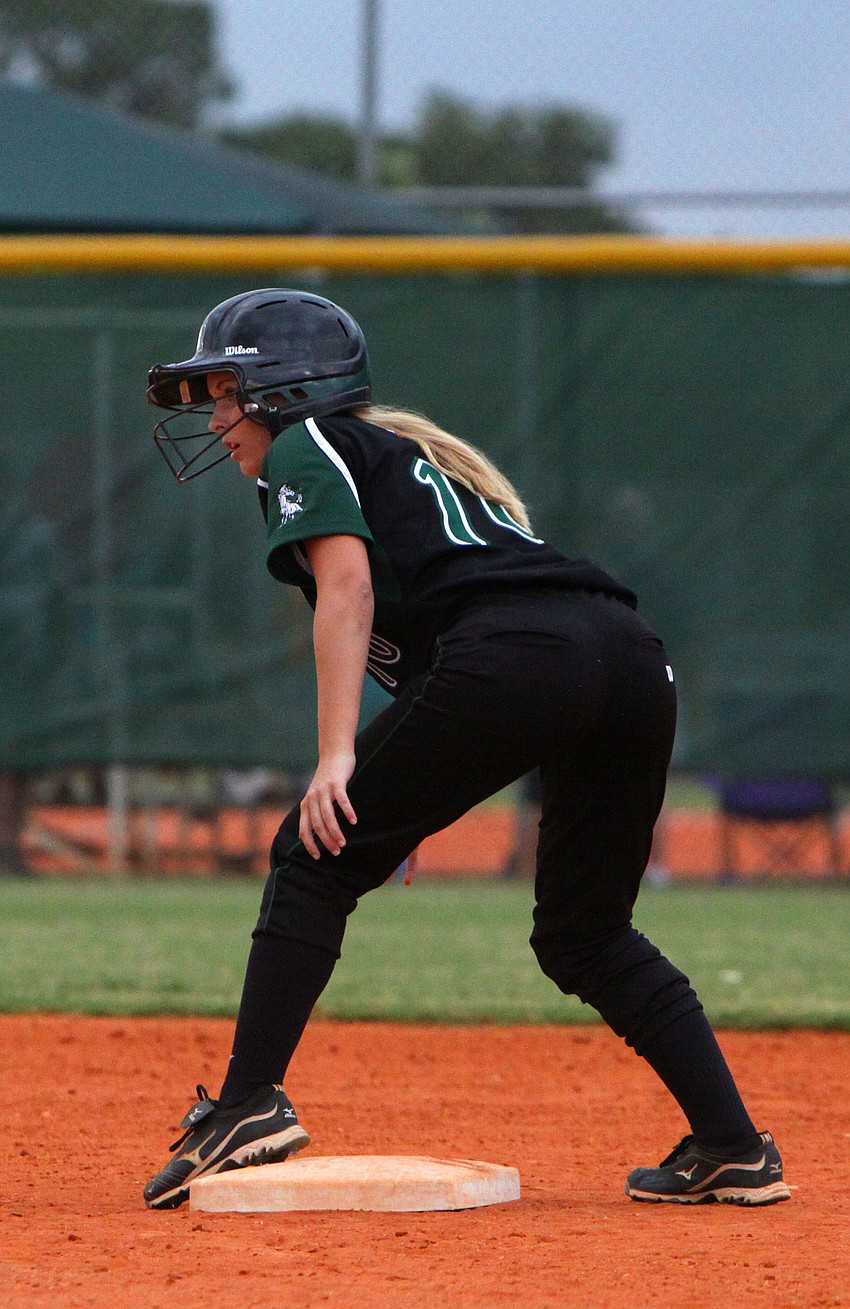 Lakewood Ranchâ€™s Crystal Brown, No. 16, prepares to run from second to third.