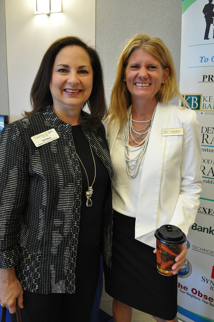 Vicki Bartz, of Tidewell Hospice, with Cindy Moore, of Courtyard Marriott