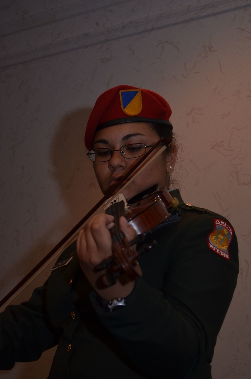 Sarasota Military Academy Sophomore Gracie Cespedes played the National Anthem on the violin.
