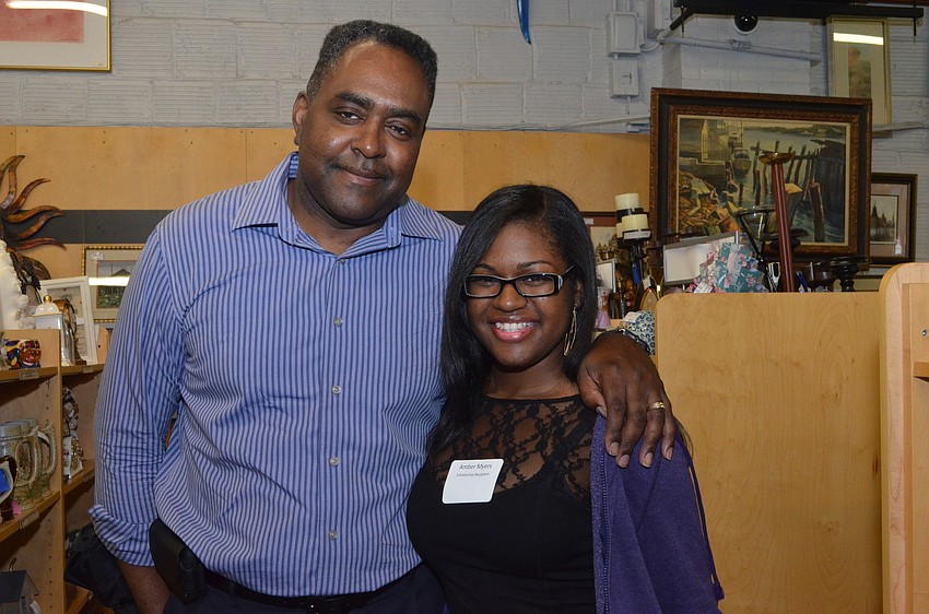 Morris Myers joined his daughter Amber at the Womenâ€™s Exchange Award Ceremony where she received a scholarship. Myers studies musical theater at State College of Florida.