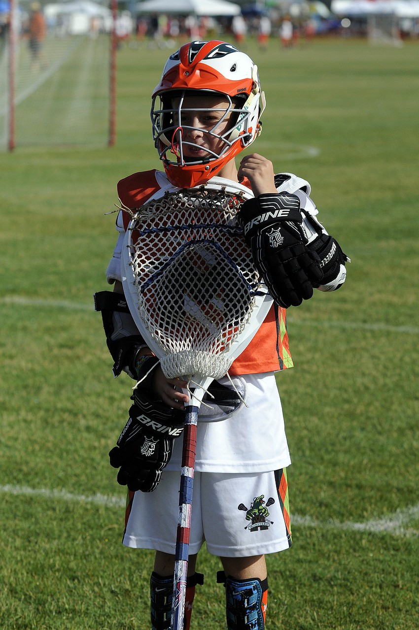 Eight-year-old Cole Ryskamp played goalie for the U9 Monsters.