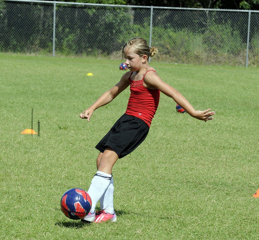 Eight-year-old Callista Marquette plays soccer for the Lakewood Ranch Chargers U9 team.