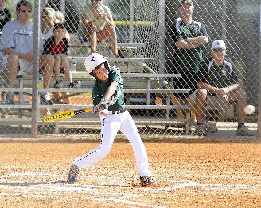 Stone Frishman hit a double in his first at bat against New Tampa.