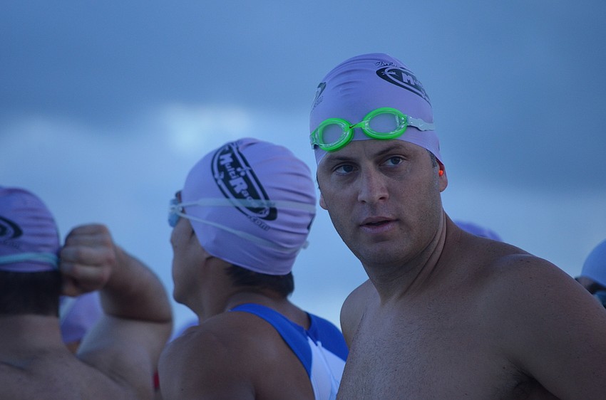Jonas Weatherbie waits for the start of the Olympic Triathlon.