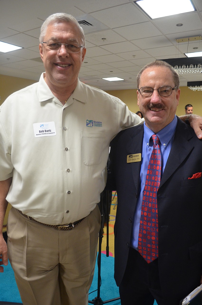 Bob Bartz of the Manatee Chamber of Commerce and Steve Queior of the Greater Sarasota Chamber of Commerce