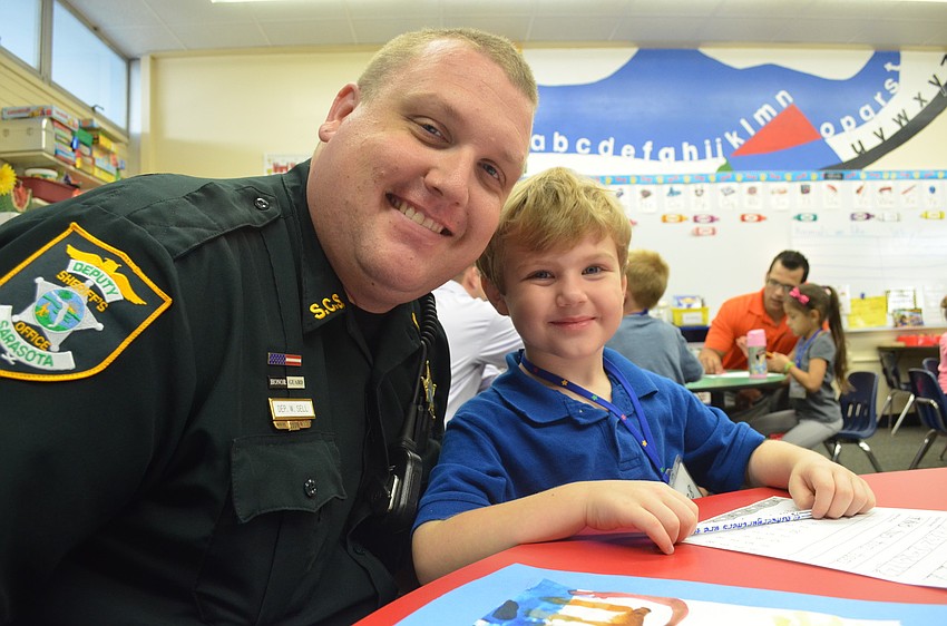 Bill Sell visits his son, Liam, for Take Your Dad to School Day.