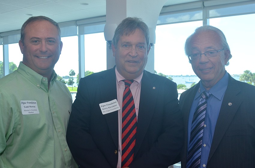 Todd Morton of Mortonâ€™s Gourmet Market, Kerry Kirschner of the Argus Foundation and John Overton of the Pines of Sarasota