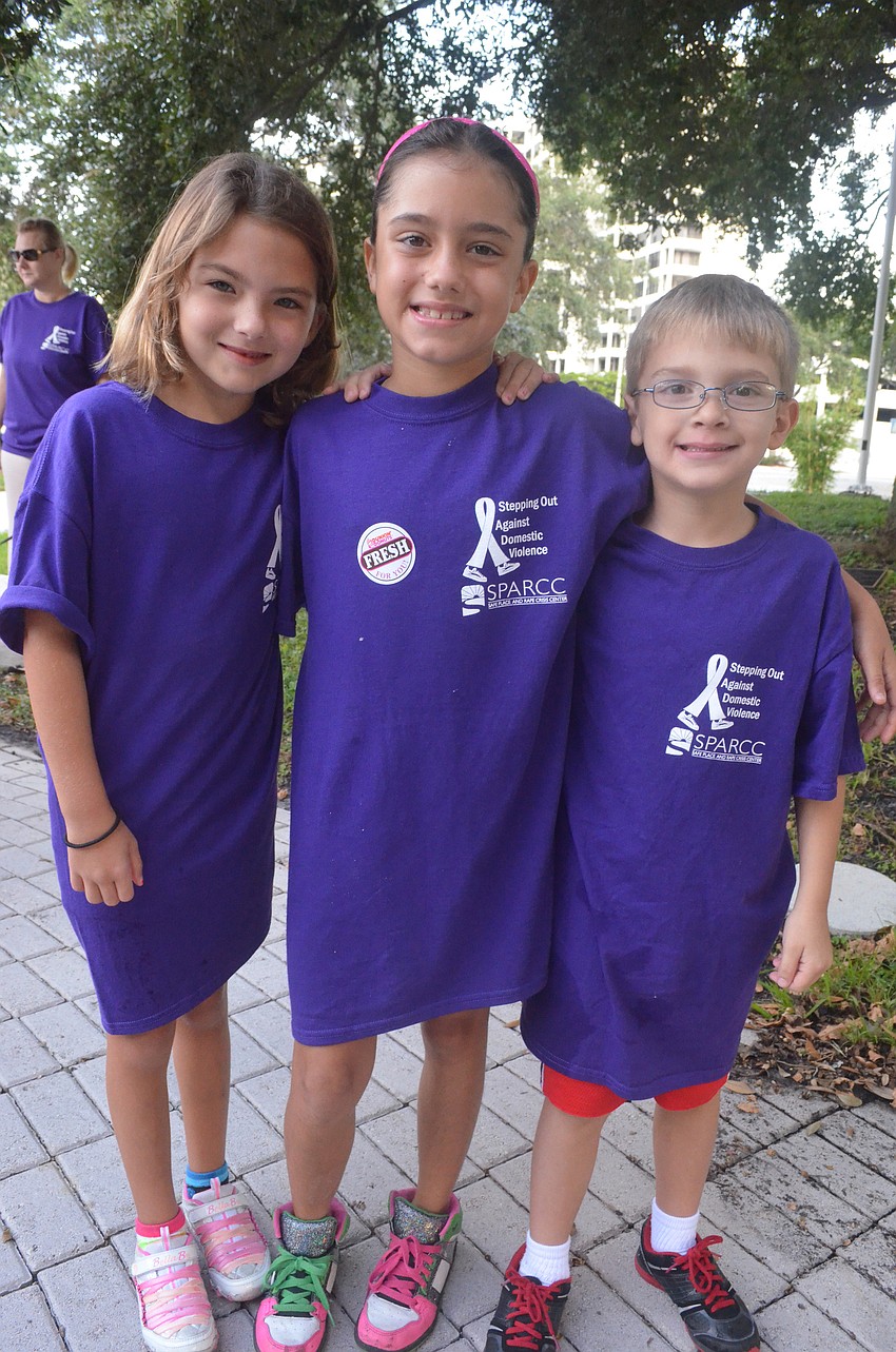 Cousins Kelsey Berroyer, 8, Hannah Bartholomew, 8, and James Perhealth, 7