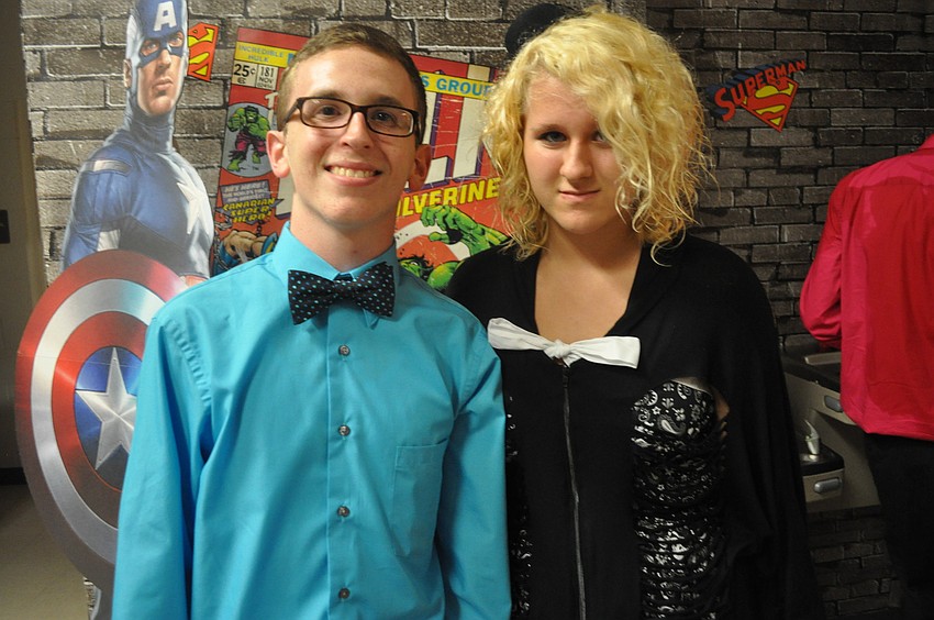 Cameron French, a senior, with freshmen Myria Baranowski