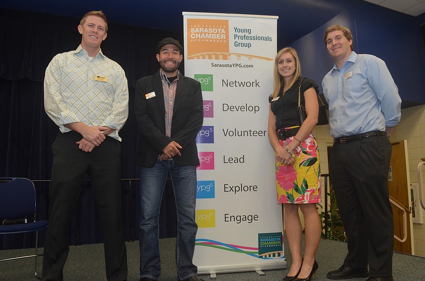 YPG Program Coordinator Jon Pierce, YPG Government Issues Chair Arturo Santos Jr., YPG Communications and Technology Chair Marissa Rossnagle and YPG Chairperson Sean Duade