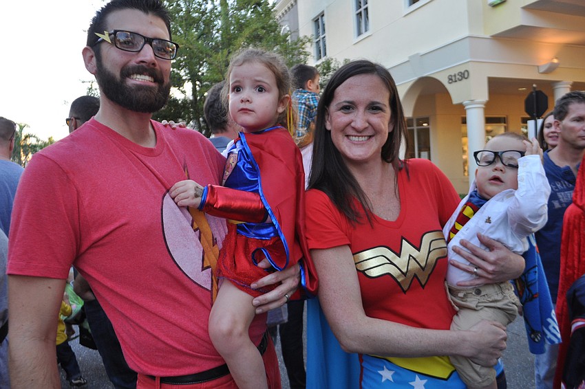 Kyle, Nora, Sara and Bennett Phillips came as members of the Justice League.
