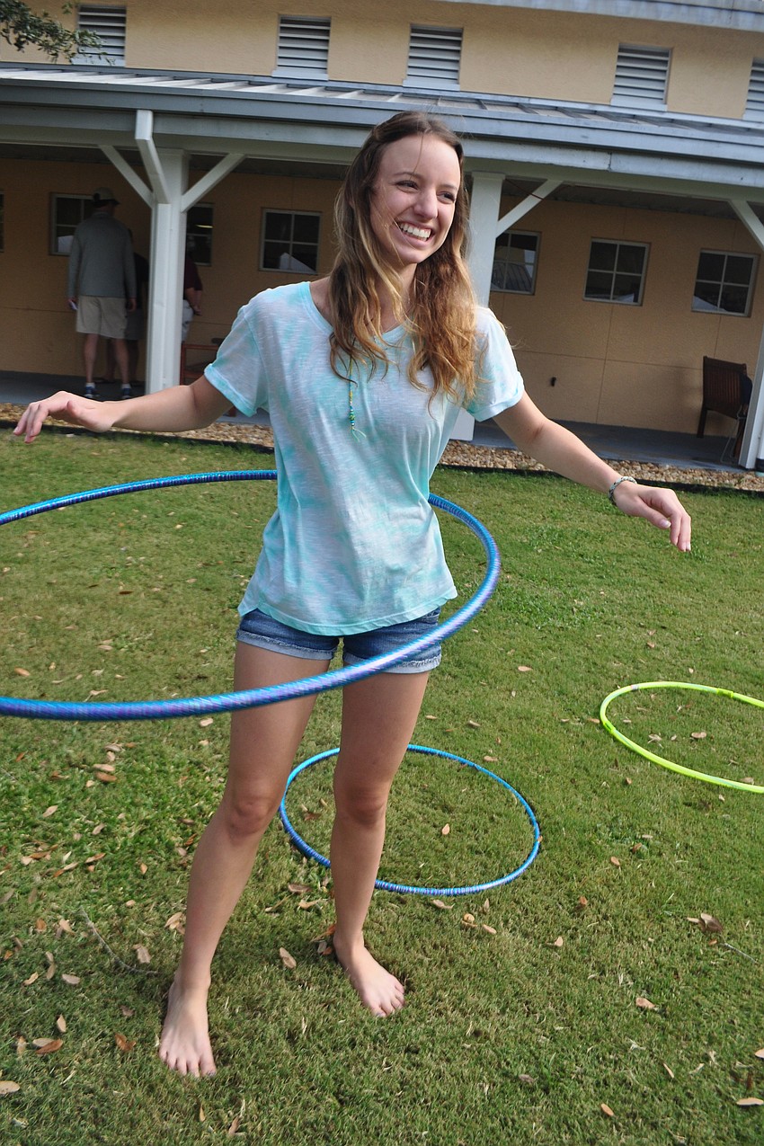 Gianna Deramo tested her hula-hooping skills.