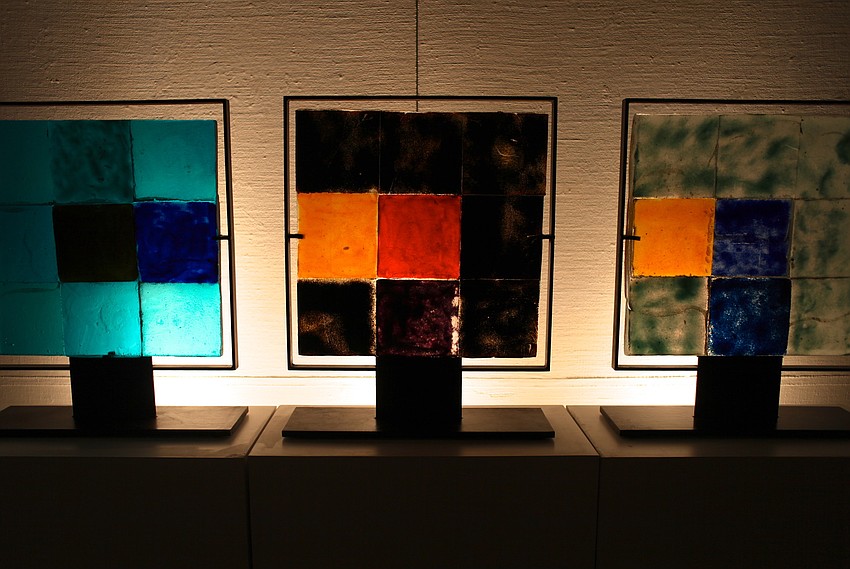 Squared Squares Triptych by Marlene Rose