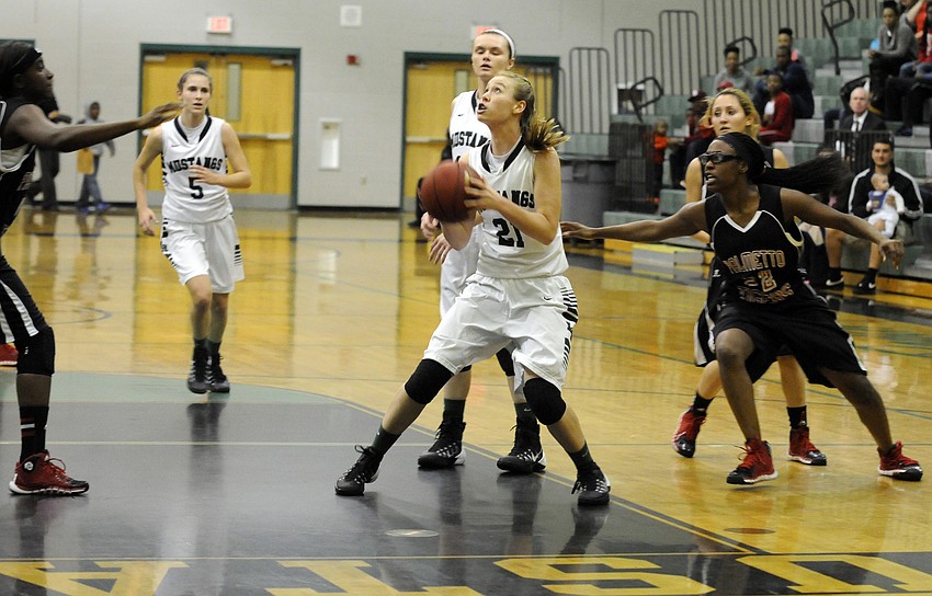 Lakewood Ranch sophomore Megan Hagy scored 15 points and hauled in 10 rebounds.