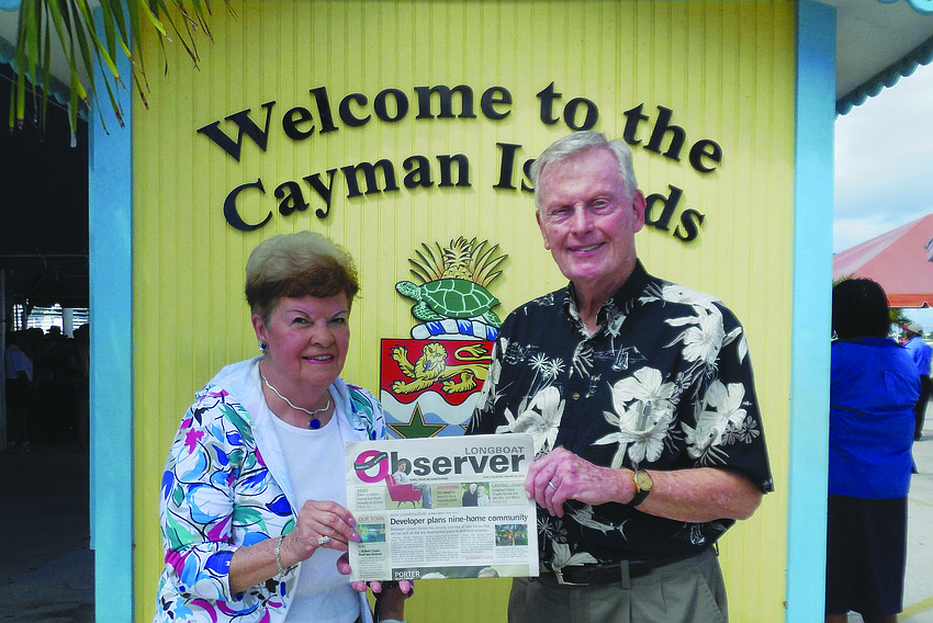 CRUISING TOWARD 60. Longboat Key snowbirds Connie and Dick Grace celebrated their 59th wedding anniversary in George Town, Grand Cayman Island, on a Royal Caribbean Brilliance of the Seas cruise.