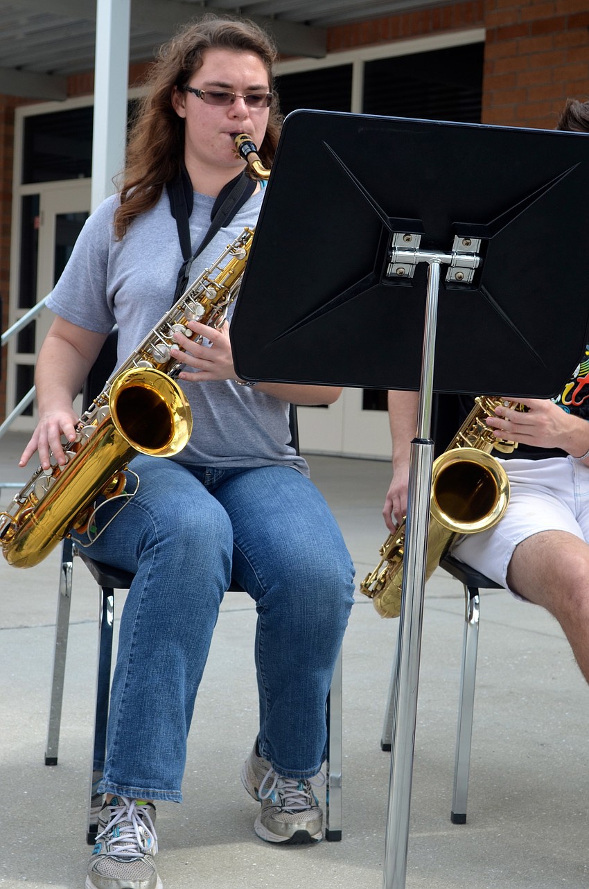 Megan Labrecque, 16, enjoys playing for the crowd.